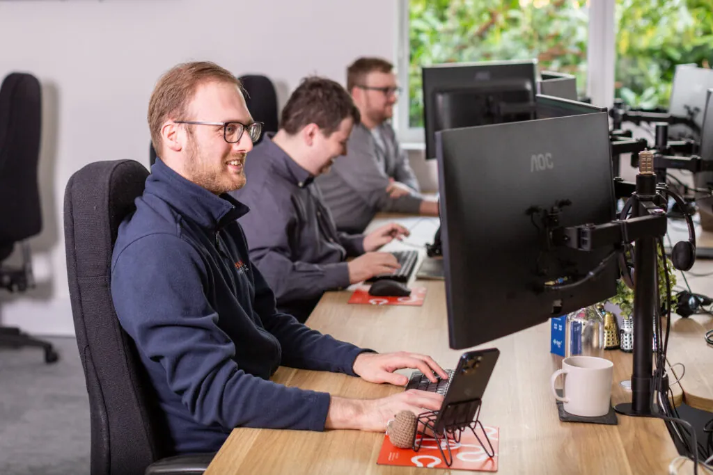 Man in front of computer